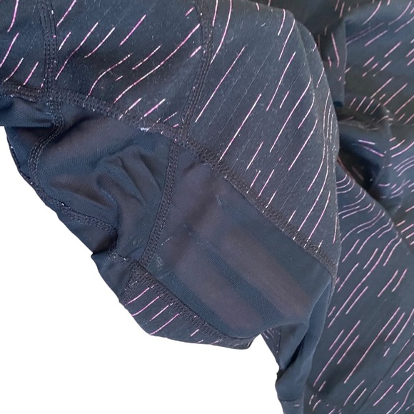 Zella live in pink cropped leggings mesh panels black horizontal stripes S small - Picture 3 of 9